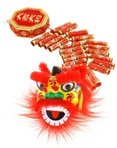 Chinese Lion and Fire Crackers i